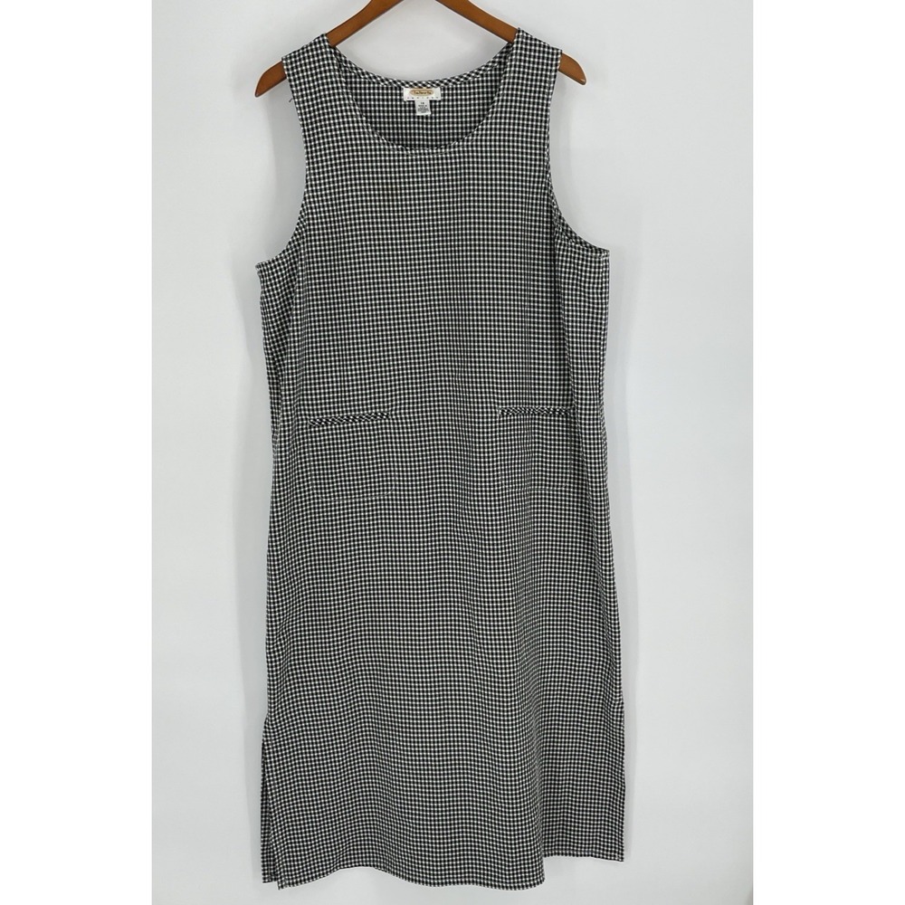 Vtg TALBOTS‎ Womens Petites 14P Dress Sleeveless Jumper Black White Checkered